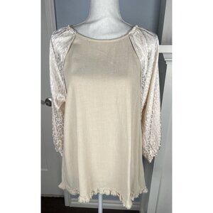 NWT Umgee Linen Peasant Boho Leopard Top Blouse Balloon Sleeve S Cottagecore